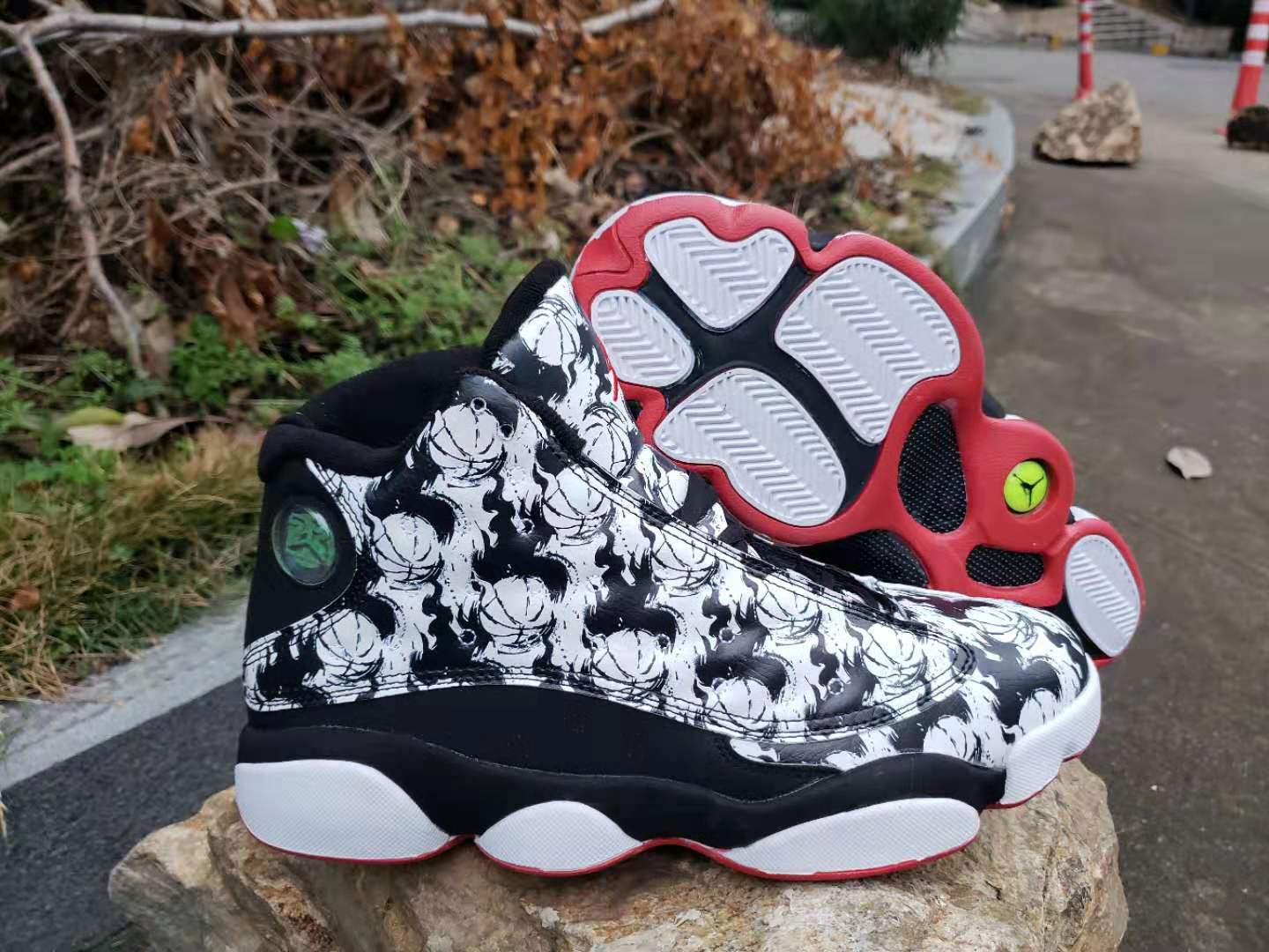 New Air Jordan 13 Graffiti White Black Red Shoes